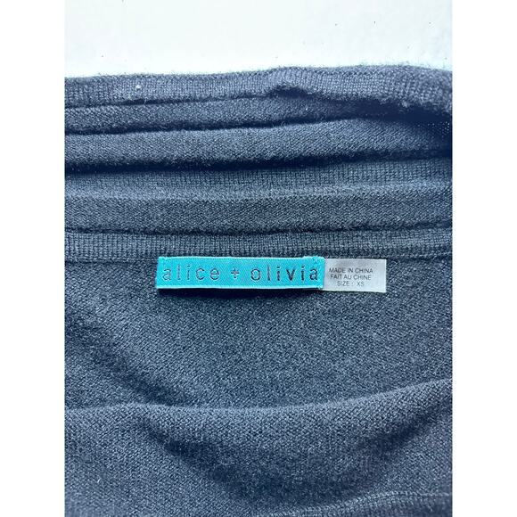 Alice + Olivia Black Wool Cashmere Off Shoulder Asymmetrical Sweater Dress XS - Picture 6 of 8